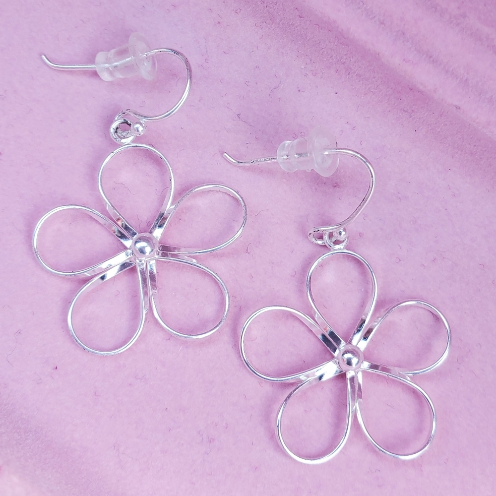NWT Primrose Sterling Silver 925 Daisy Floral Dangle Earrings - Picture 10 of 11